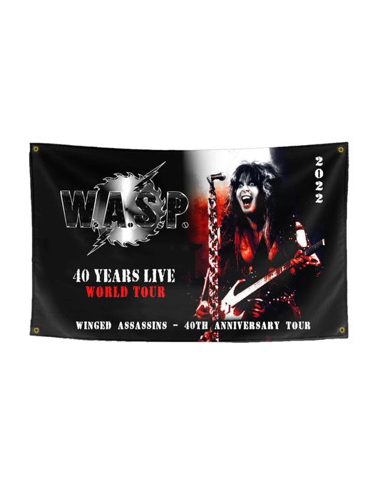 W.A.S.P. Flag "40 Years Live World Tour" Nylon 59" x 35"